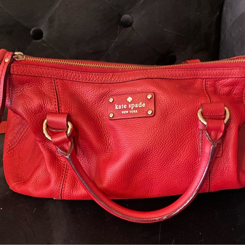 Kate Spade Red Leather Purse with a Long Strap